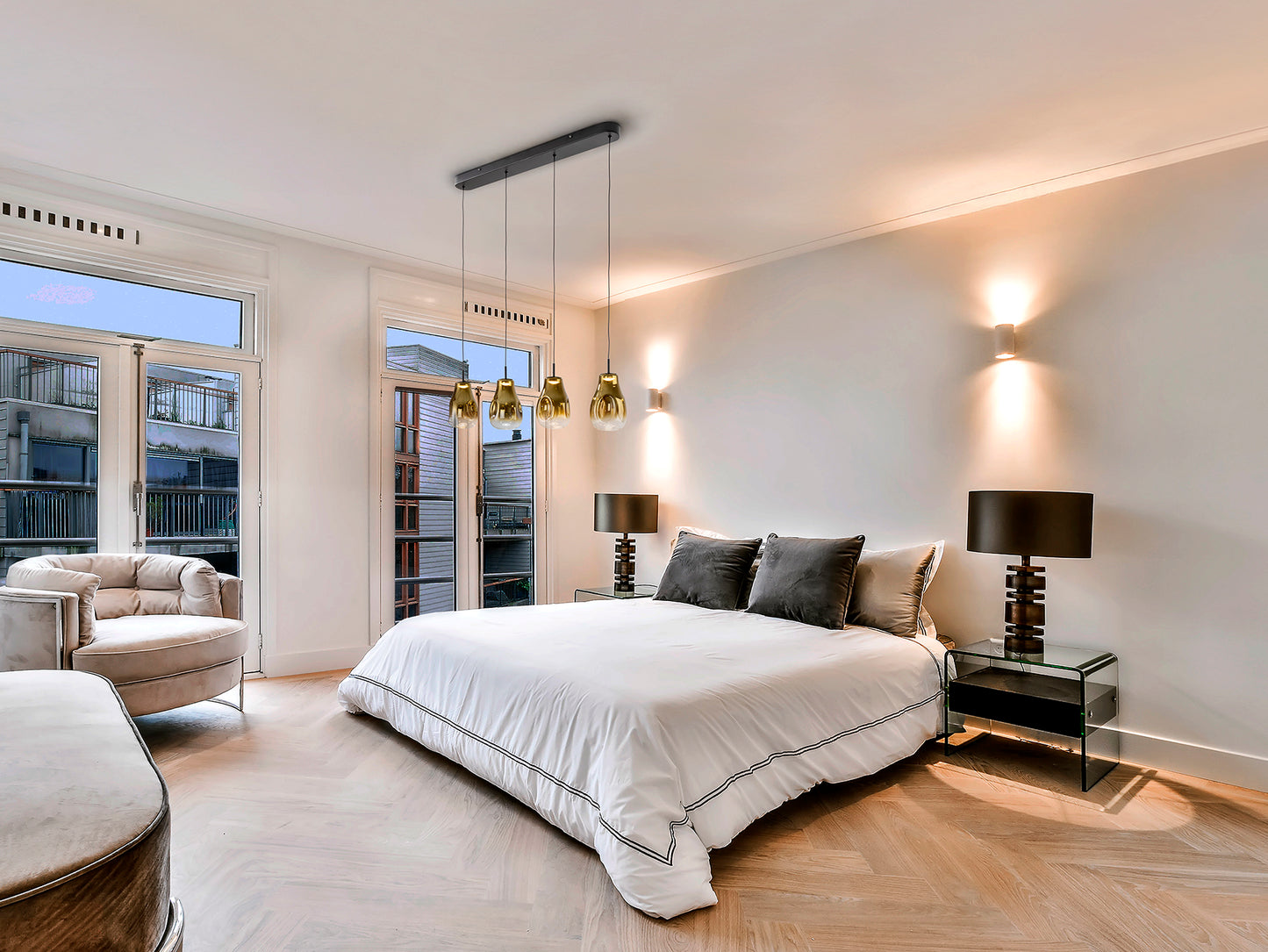 Lámpara 4 Luces Aledis Negro-Dorado - Regulable - Schuller - 314695 - Vista 3