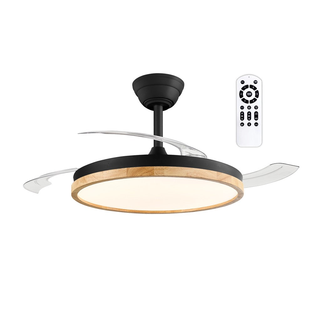 Ventilador LED aspas retráctiles Chief 60W 6600Lm CCT Dim - Negro | CristalRecord · Ref. 85-036-36-180