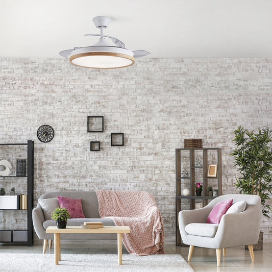Ventilador de Techo con Luz LED Chief Blanco y Madera CristalRecord - imagen 2 | CristalRecord
