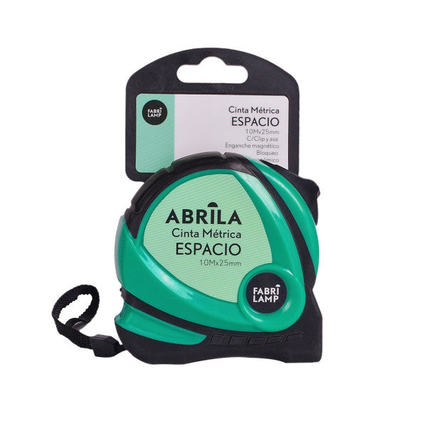 Cinta Métrica Espacio 10 m con Enganche Magnético Negro y Verde Fabrilamp - imagen 3 | Fabrilamp / Abrila