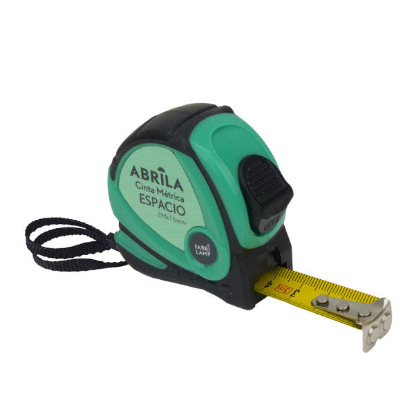 Cinta Métrica Espacio 3 m con Bloqueo y Enganche Magnético Negro/Verde Fabrilamp