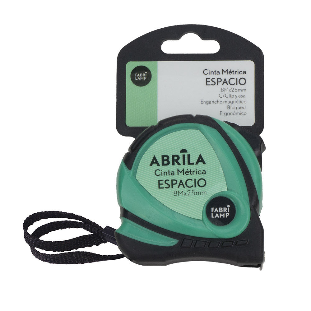 Flexómetro Espacio fabricado en acero y policarbonato color negro y verde