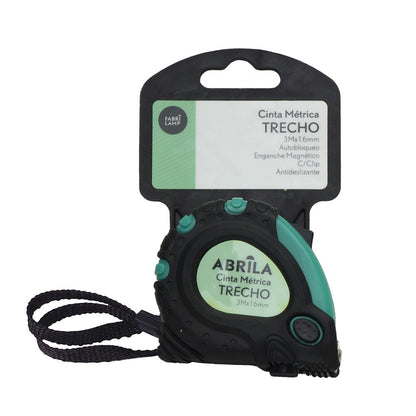 Cinta métrica Trecho fabricada en policarbonato, acero al carbono y caucho, color Negro/Verde