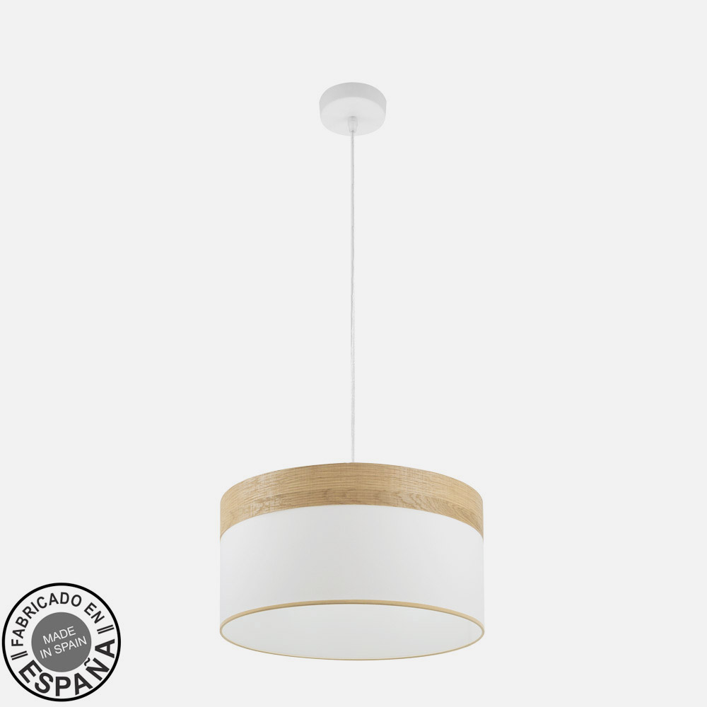 Pantalla Textil Cloe Blanco y madera clara – vista 2 · Ref. 175494085