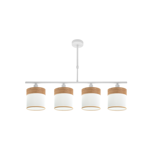 Lámpara de Techo Cloe 4 Luces E14 Blanco y Madera Clara Fabrilamp - vista principal | Fabrilamp / Abrila · Ref. 175454085