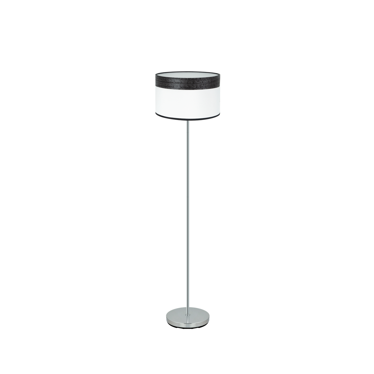 Lámpara de Pie Cloe 162 cm Cromo Pantalla Blanco y Madera Negra Fabrilamp - vista principal | Fabrilamp / Abrila · Ref. 175441009