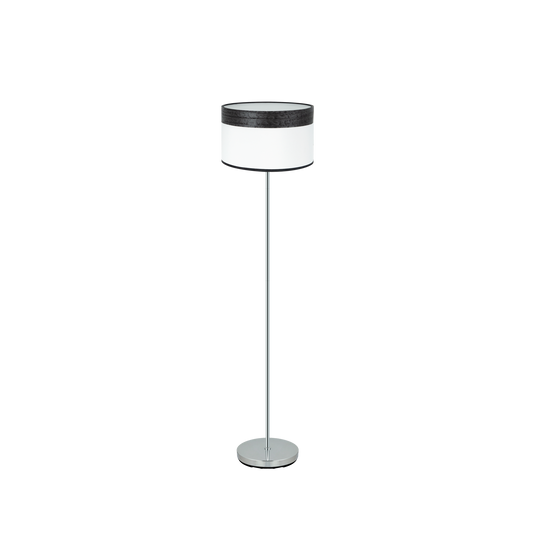 Lámpara de Pie Cloe 162 cm Cromo Pantalla Blanco y Madera Negra Fabrilamp - vista principal | Fabrilamp / Abrila · Ref. 175441009