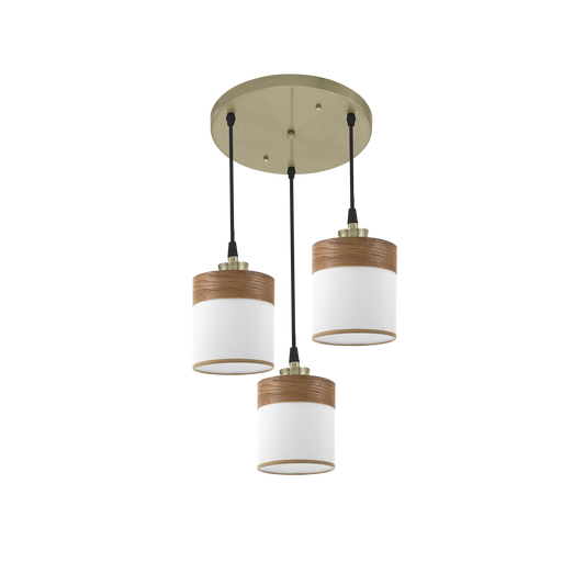 Plafón Clásico Bombilla Cloe Cuero/Blanco-Madera Oscura – vista principal · Ref. 175483084