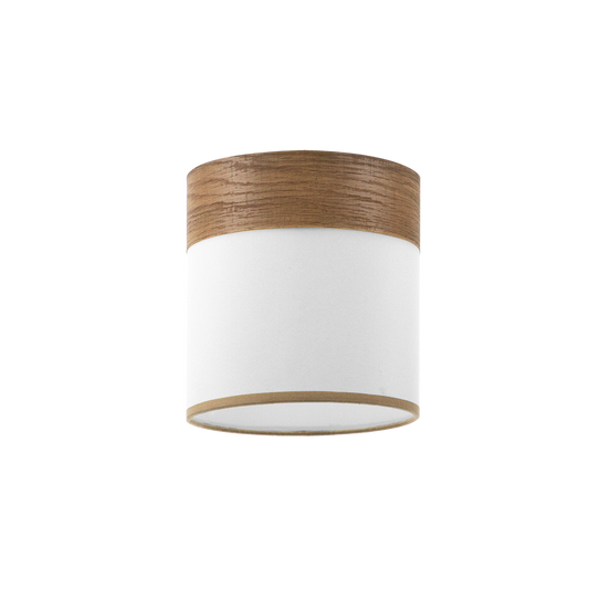 Pantalla Cilíndrica Cloe E14 14 cm Blanca y Madera Oscura Fabrilamp - vista principal | Fabrilamp / Abrila · Ref. 99.PA-175452084