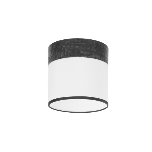 Pantalla Cilíndrica Cloe E14 14 cm Blanca y Madera Negra Fabrilamp - vista principal | Fabrilamp / Abrila · Ref. 99.PA-175452009