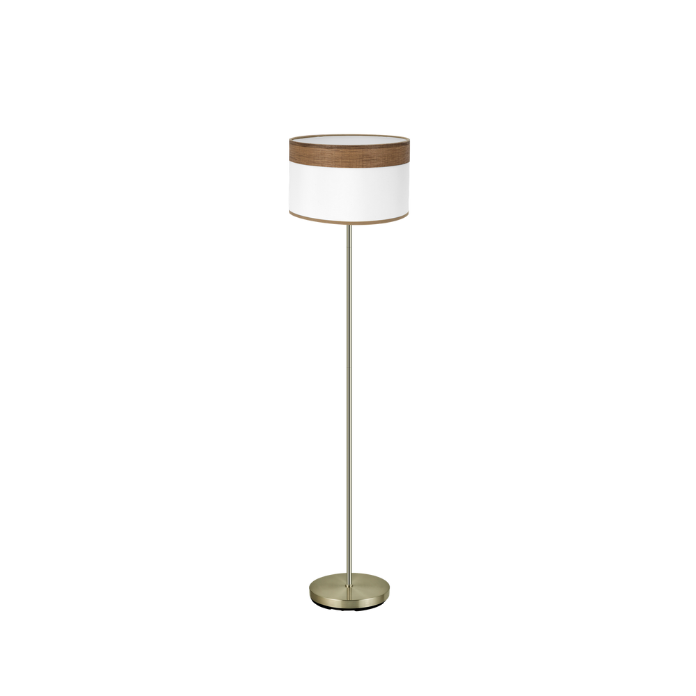 Lámpara de Pie Cloe 162 cm Cuero y Madera Oscura Fabrilamp