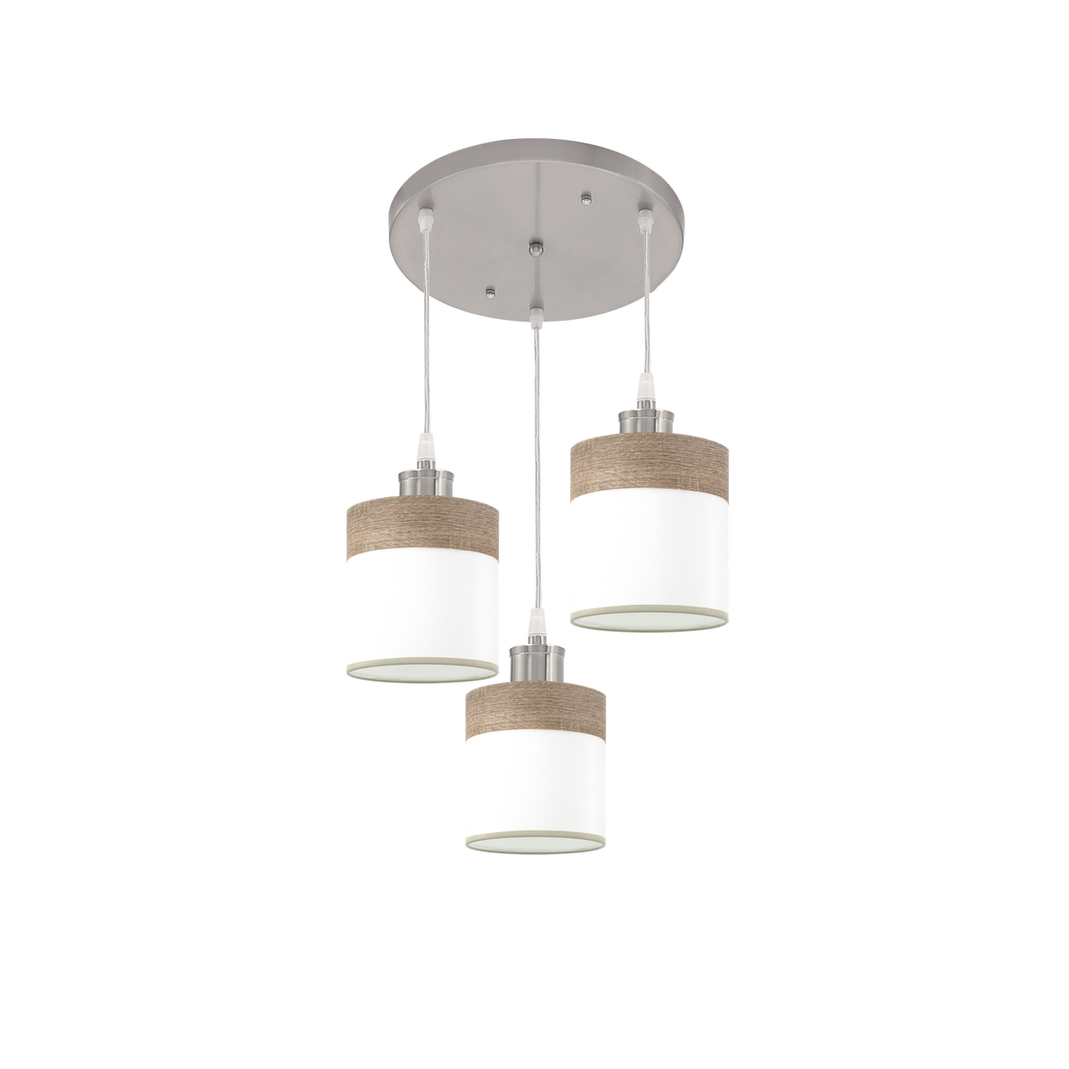 Plafón de Techo Cloe 3xE27 Níquel y Madera Gris Fabrilamp - vista principal | Fabrilamp / Abrila · Ref. 175483083