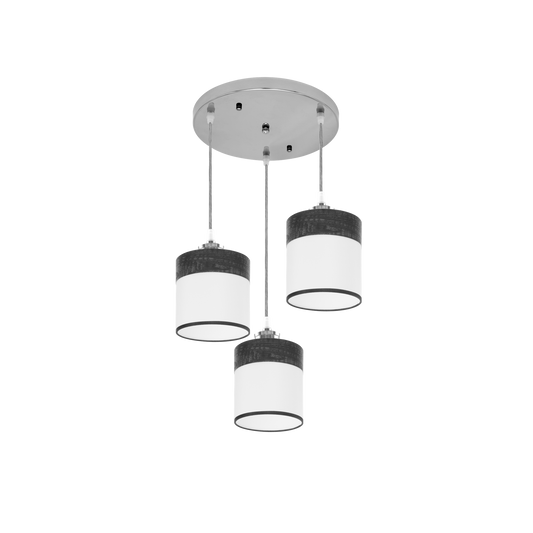 Plafón de Techo Cloe 3 Luces E27 Cromo y Madera Negra Fabrilamp - vista principal | Fabrilamp / Abrila · Ref. 175483009