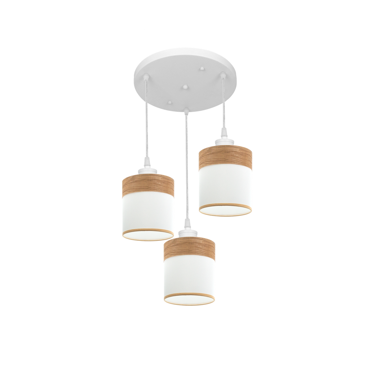 Plafón Clásico Bombilla Cloe Blanco y madera clara – vista principal · Ref. 175483085
