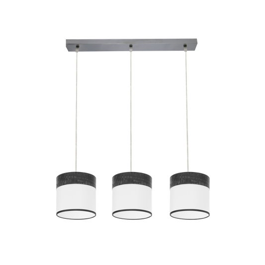Lámpara de Pared Cloe 3xE27 Cromo con Pantalla Blanco y Madera Negra Fabrilamp - vista principal | Fabrilamp / Abrila · Ref. 175493009