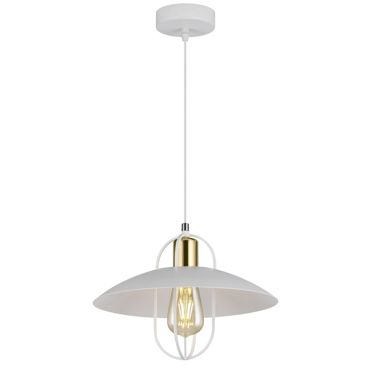 Colgante Telmo Blanco-Oro AJP/Alemar (Ref. 10950): Dimensiones detalladas. Elegancia vintage, iluminación de calidad. LuzGuru.
