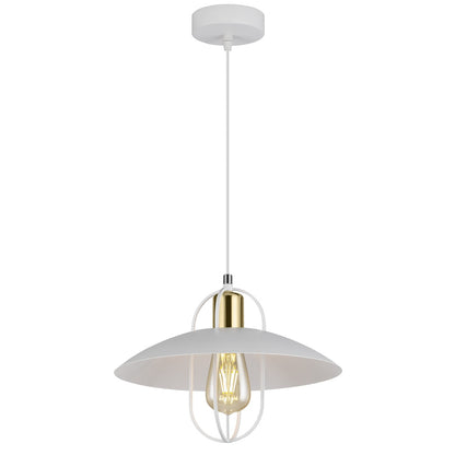 Colgante Telmo Blanco-Oro AJP/Alemar (Ref. 10950): Dimensiones detalladas. Elegancia vintage, iluminación de calidad. LuzGuru.
