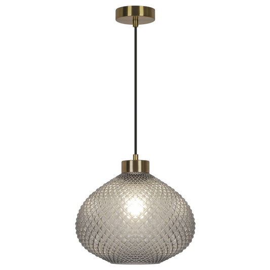 Lámpara Colgante Flore 28 cm Cristal Fumé y Latón Alemar - vista principal | AJP / Alemar