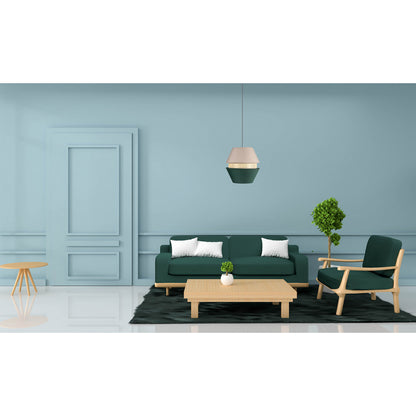Lámpara colgante Trajano fabricada en Textil color Verde y Beige