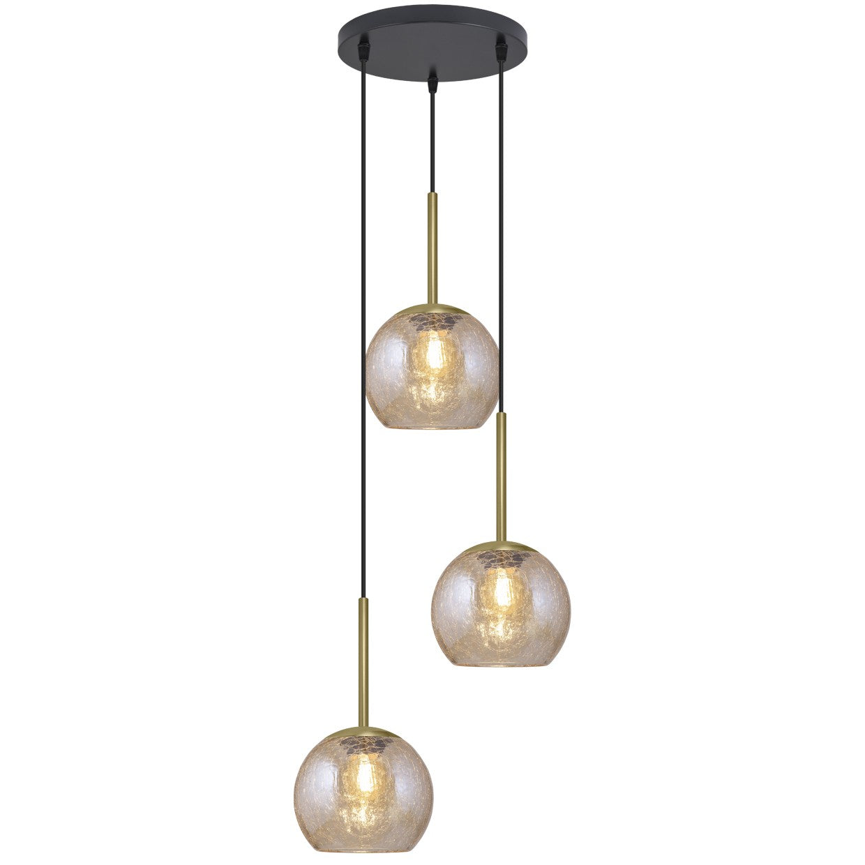 Colgante 3 luces Cacela Negro-Ámbar AJP / Alemar - Ref. 11742 - luzguru.com