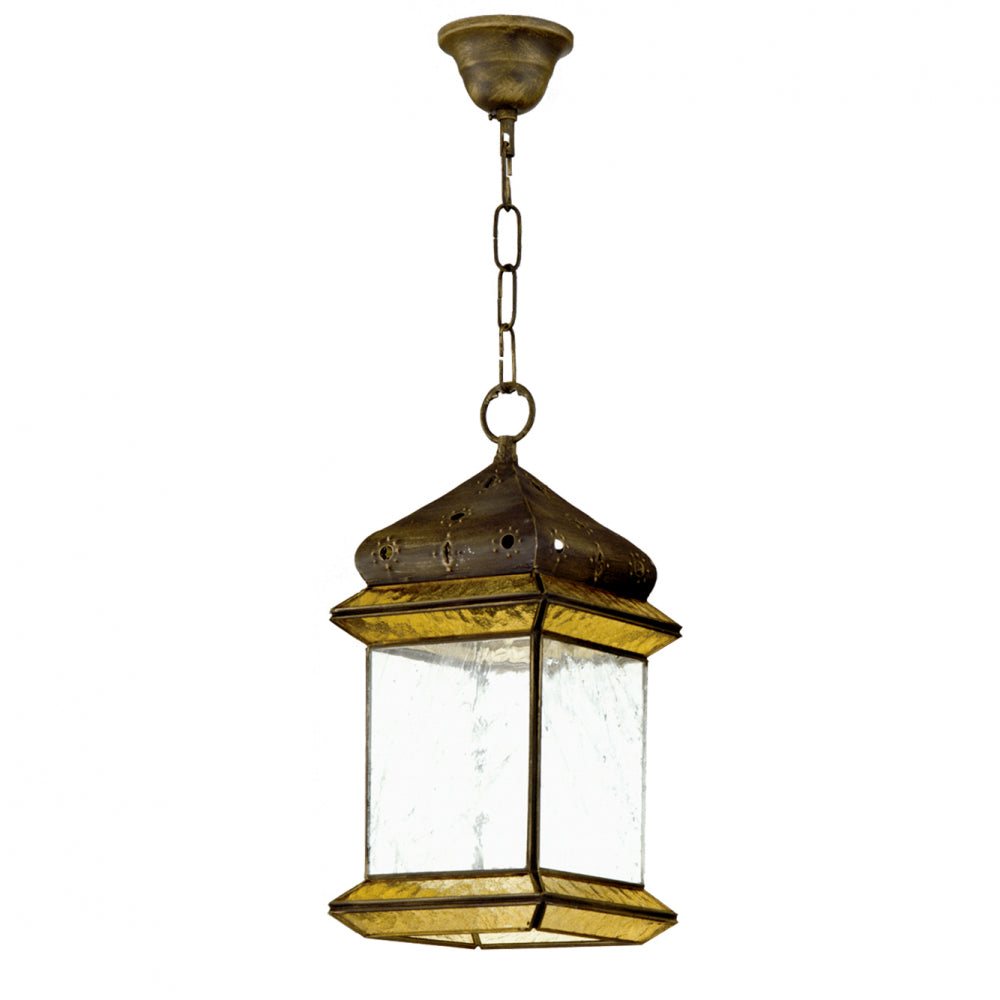 Colgante rústico Ambarina Fabrilamp / Abrila, diseño artesanal, Ref. 2.963-AMBAR