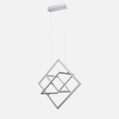 Lámpara colgante cromada con forma de rombo, ideal para salón moderno