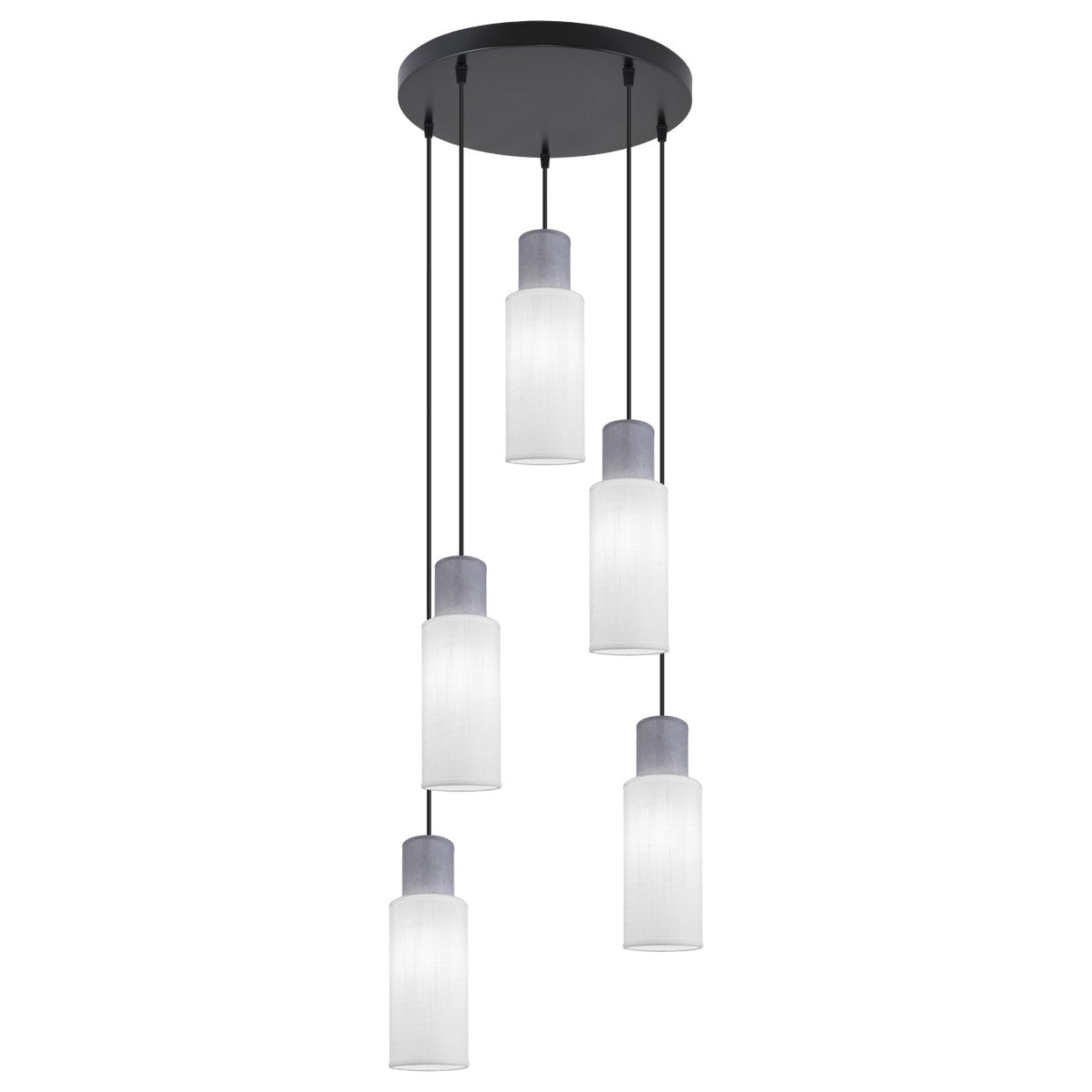 AJP / Alemar 11776 - Colgante Kilian 5 luces Blanco/Gris - luzguru.com