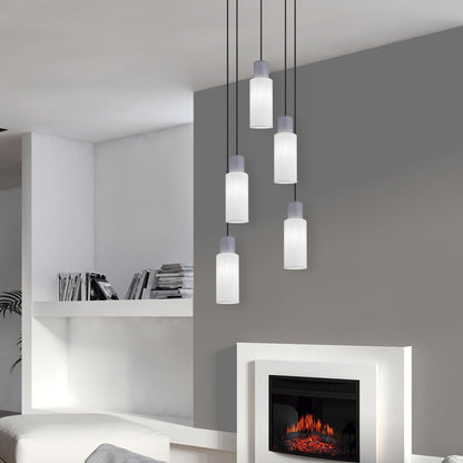 Medidas Colgante Kilian 5 Luces Blanco/Gris AJP/Alemar Ref. 11776 - LuzGuru
