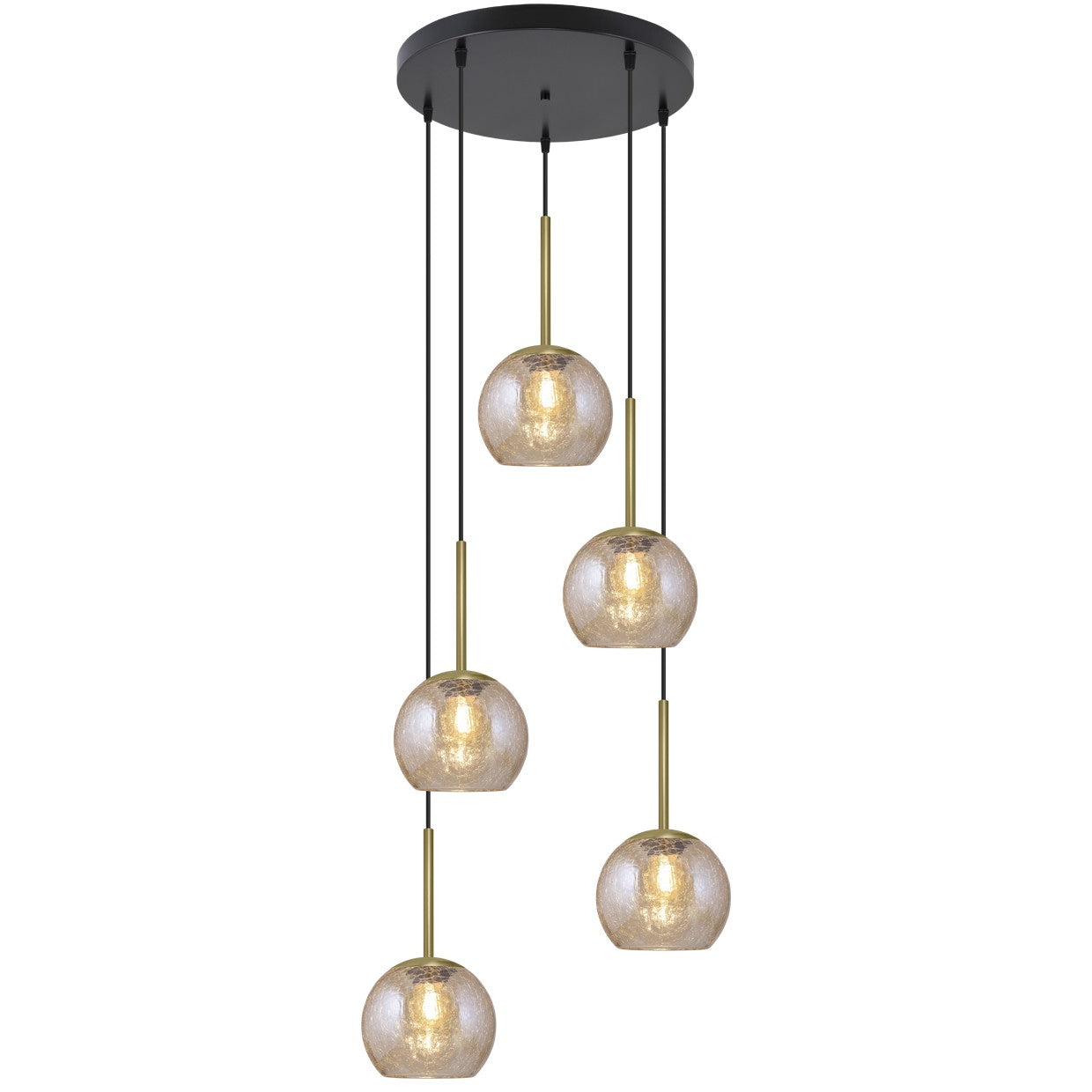 Colgante 5 luces Cacela Negro-Ámbar AJP / Alemar - luzguru.com