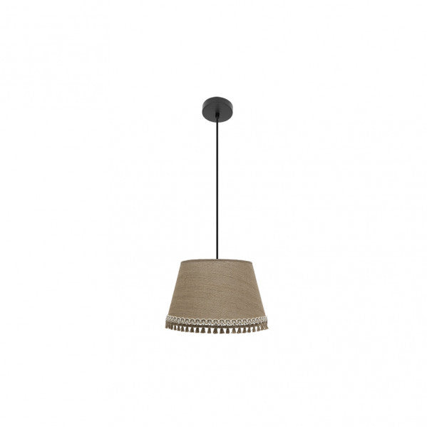 Lámpara Colgante Ada 40 cm Tela de Saco Negro y Arena Fabrilamp - vista principal | Fabrilamp / Abrila