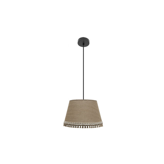 Colgante Ada Fabrilamp Negro/Arena - Lámpara de tela de saco con flecos E27