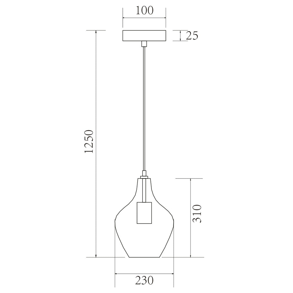 Colgante Aina AJP/Alemar (Ref. 11645): Medidas detalladas. Iluminación elegante y premium en latón con tulipa ámbar.  LuzGuru.com
