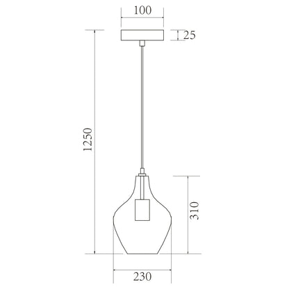 Colgante Aina AJP/Alemar (Ref. 11645): Medidas detalladas. Iluminación elegante y premium en latón con tulipa ámbar.  LuzGuru.com
