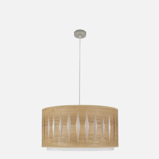 Lámpara Colgante Alexandra 2xE27 50 cm Níquel y Madera Clara Fabrilamp - imagen 2 | Fabrilamp / Abrila