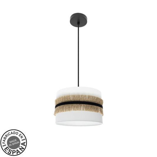 Colgante Angola Negro/Blanco/Yute de Fabrilamp, diseño moderno y elegante para tu hogar.