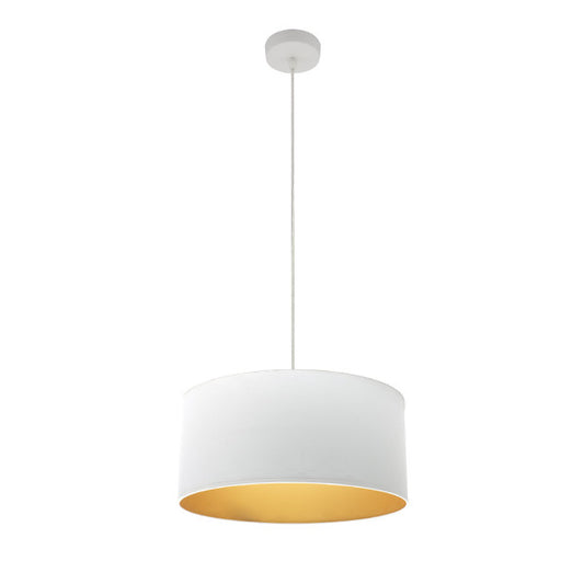 Lámpara Colgante Anuska 40 cm Pantalla Textil Blanco y Oro Fabrilamp - vista principal | Fabrilamp / Abrila