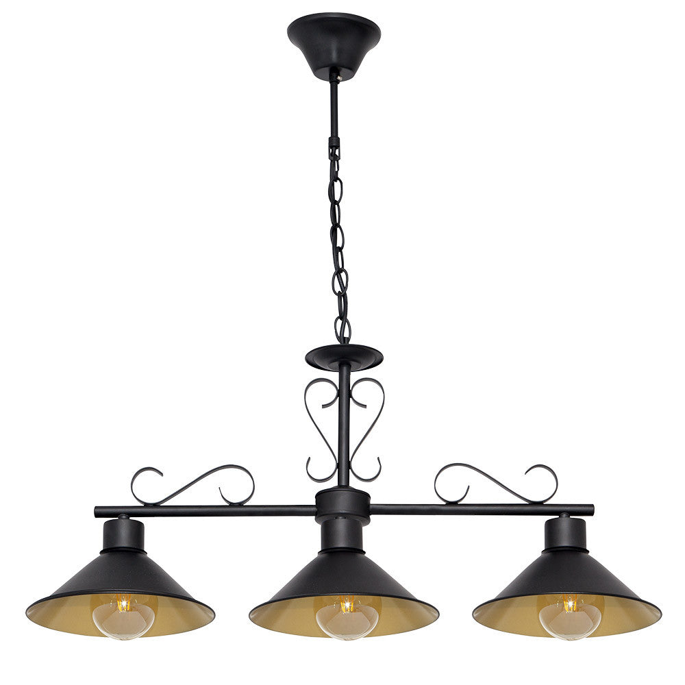 Lámpara Colgante Rústica Azalea Negro/Oro Fabrilamp / Abrila 151093016