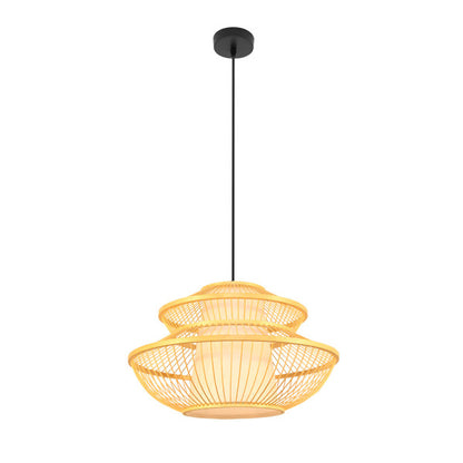 Colgante Bambu Denzo Negro/Natural de Fabrilamp, diseño elegante y minimalista para interiores.