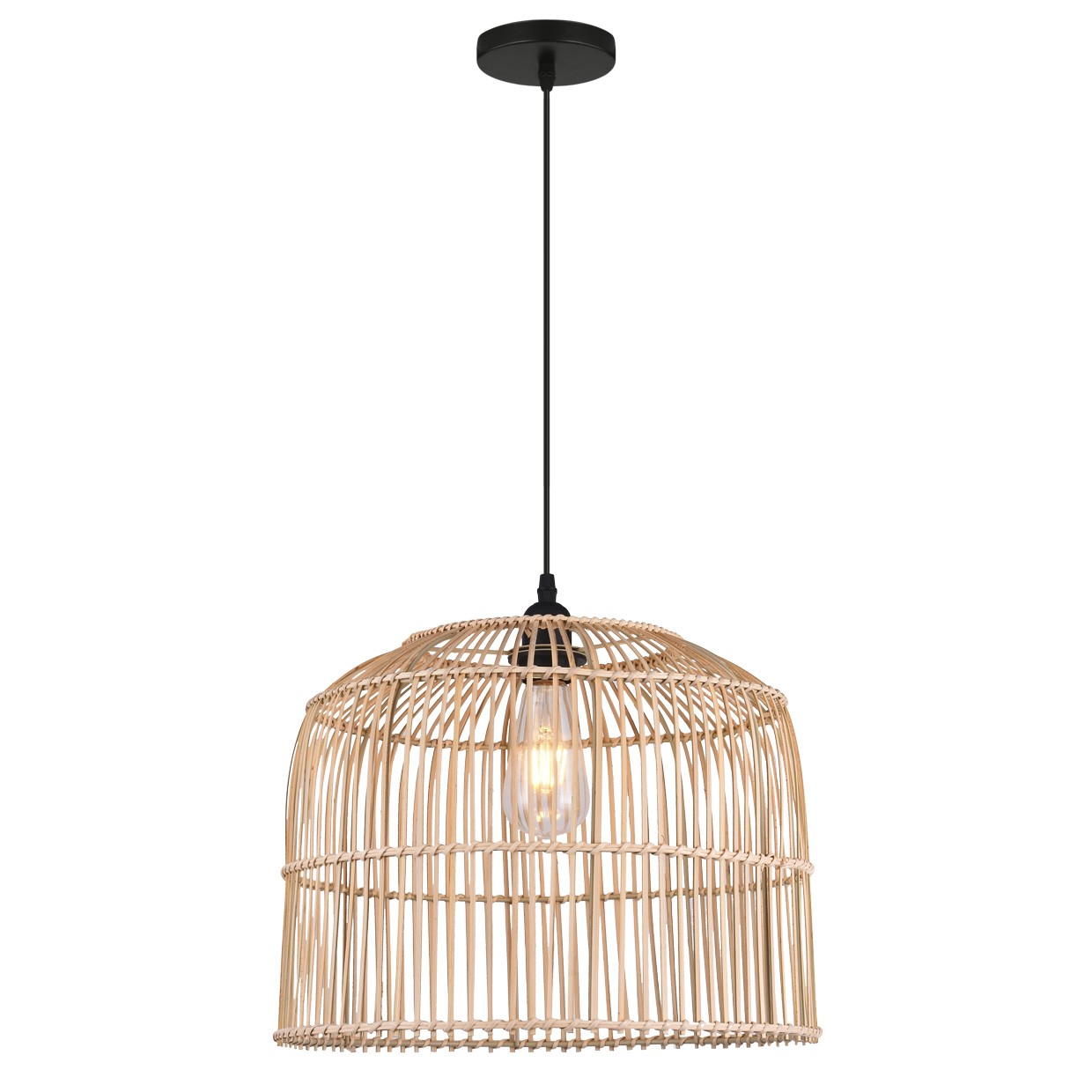 Colgante Bento Natural AJP/Alemar 1x60W E27 (Ref. 10973) - Medidas detalladas. Iluminación natural para el hogar. LuzGuru.
