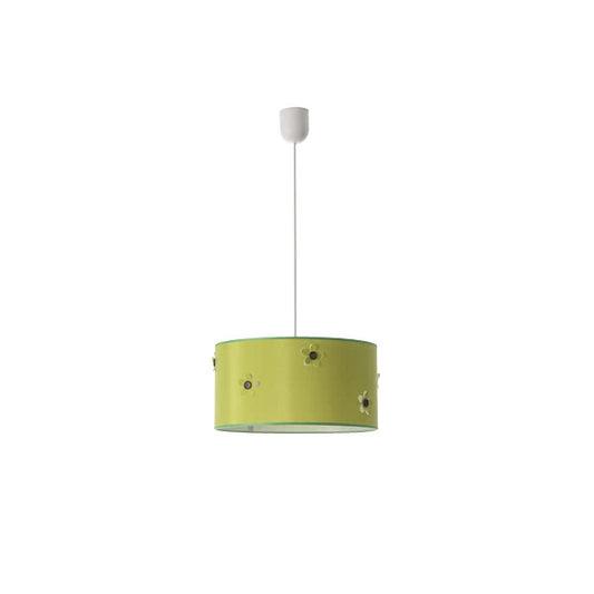 Colgante Botón Verde Fabrilamp: Iluminación suave y decorativa para habitaciones infantiles.