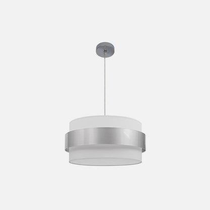 Lámpara Bremen fabricada en Metal y Textil color Cromo y Blanco Plata