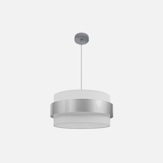 Lámpara Bremen fabricada en Metal y Textil color Cromo y Blanco Plata