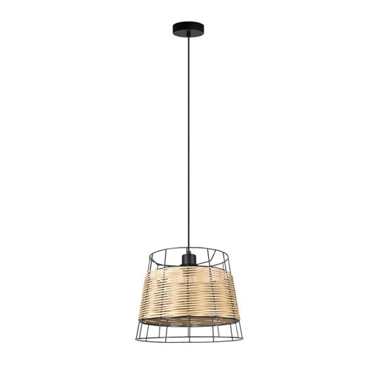 Lámpara Colgante Burano 32 cm Forja y Rattán Negro Fabrilamp - vista principal | Fabrilamp / Abrila
