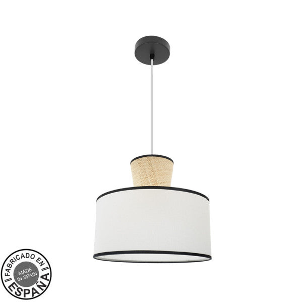 Colgante Camboya Negro/Blanco/Natural de Fabrilamp, diseño moderno y elegante para tu hogar. Disponible en luzguru.com