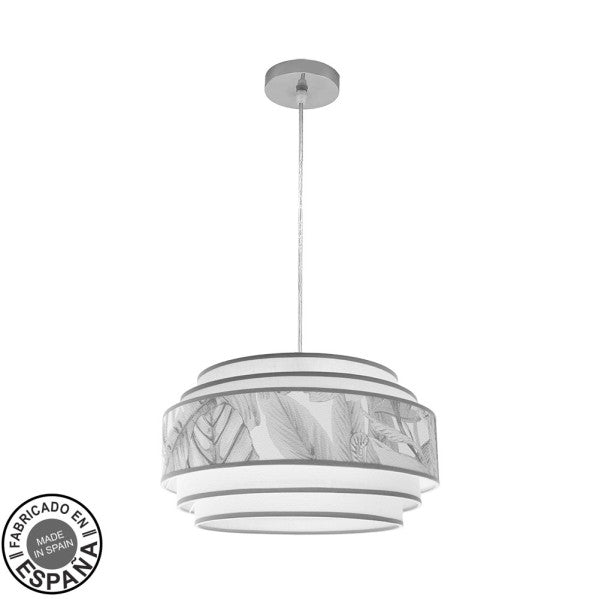 Colgante Camerun 1xE27 Cromo/Blanco/Gris de Fabrilamp/Abrila, diseño moderno y elegante para tu hogar. Compra en luzguru.com