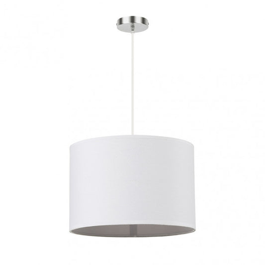 Lámpara Colgante Chanza 30 cm Pantalla Textil Blanca y Cromo Fabrilamp - vista principal | Fabrilamp / Abrila