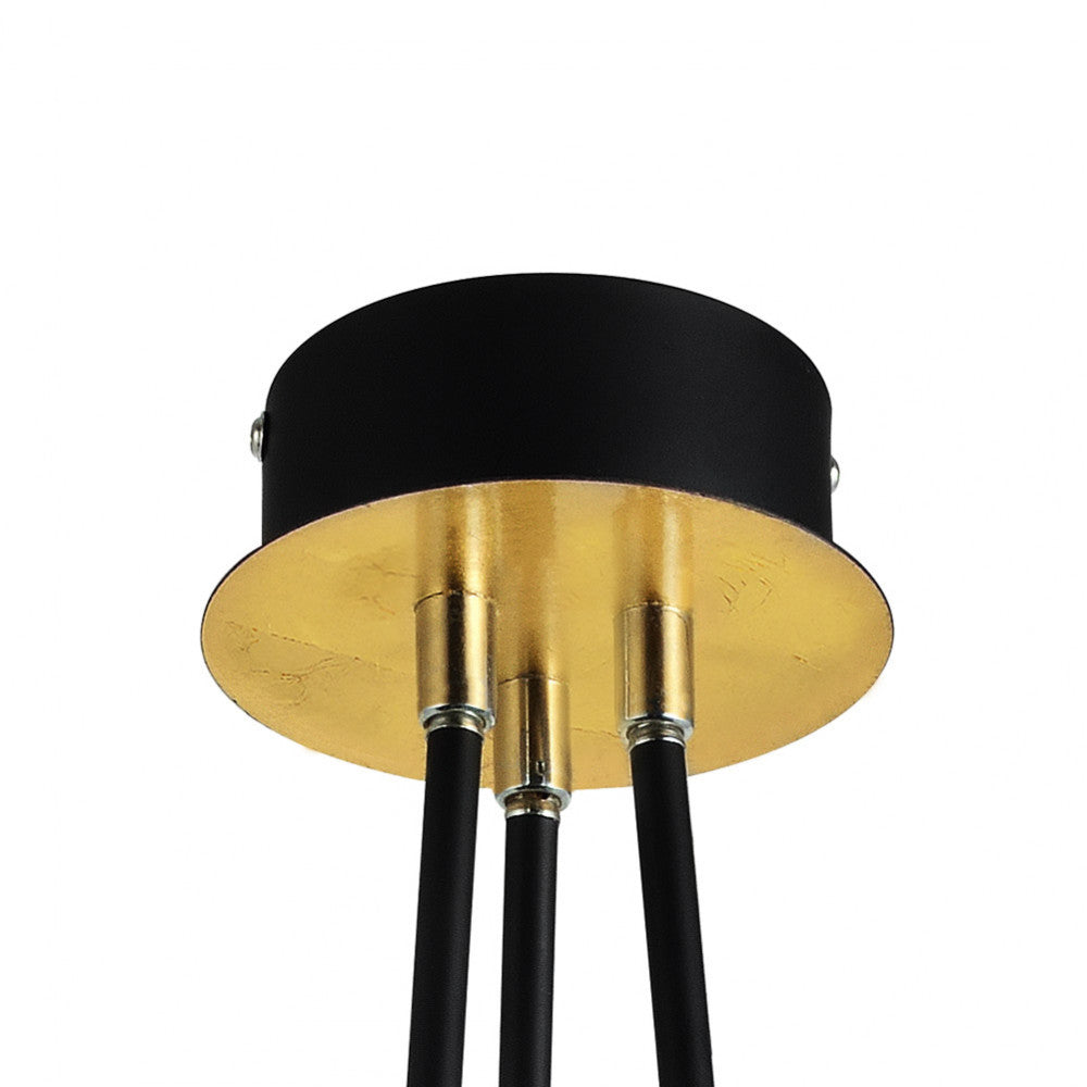 Elegante lámpara de techo negra y dorada ideal para salón