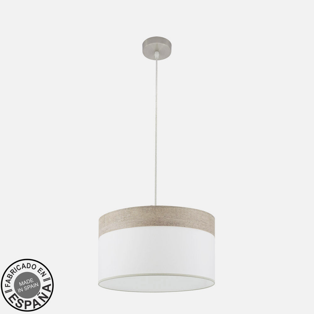 Colgante Cloe fabricado en Metal y Textil color Níquel y Madera Gris