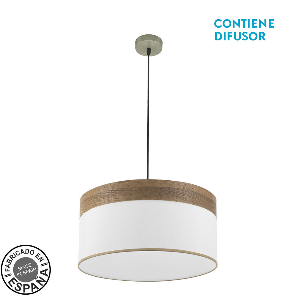 Colgante Cloe 2xE27 cuero y madera Fabrilamp / Abrila 175495084