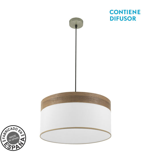 Colgante Cloe 2xE27 cuero y madera Fabrilamp / Abrila 175495084